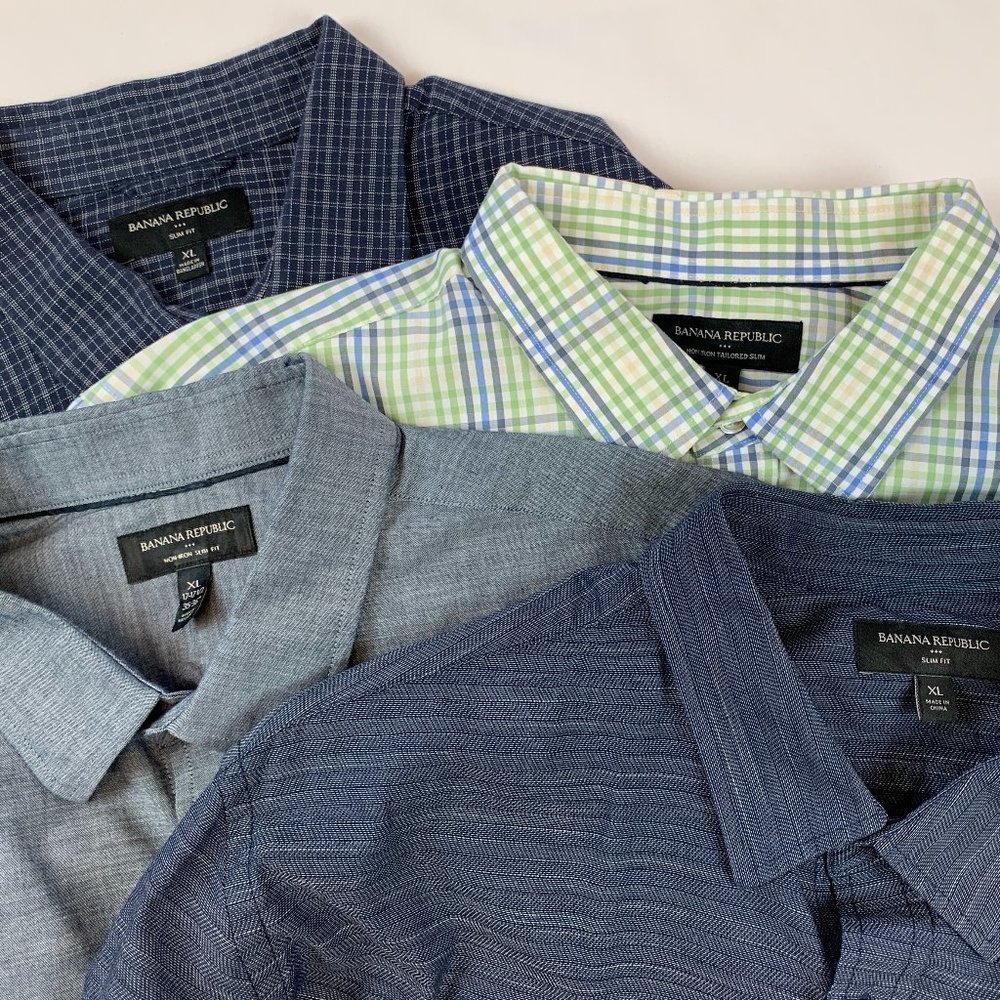 Lot of 4 Men's Banana Republic Long Sleeve Shirts XL – Slim Fit